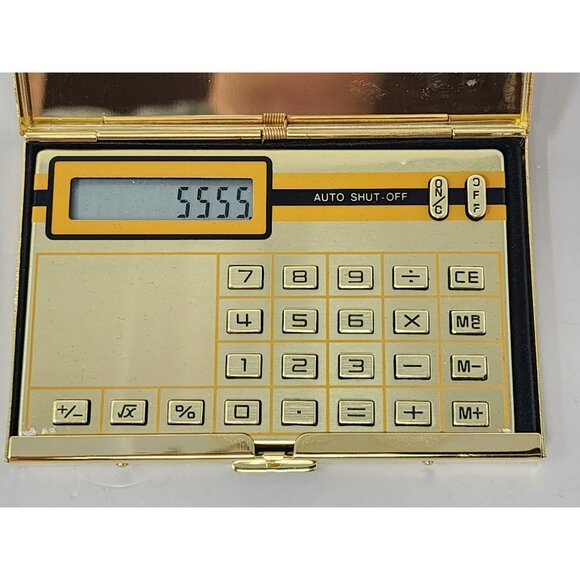 Vintage Concord Gold-Tone Business Card Holder & LCD Calculator‎ - Picture 4 of 10